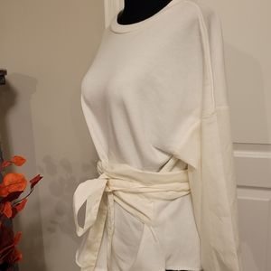 Moussy Tie Waist Fleece Top